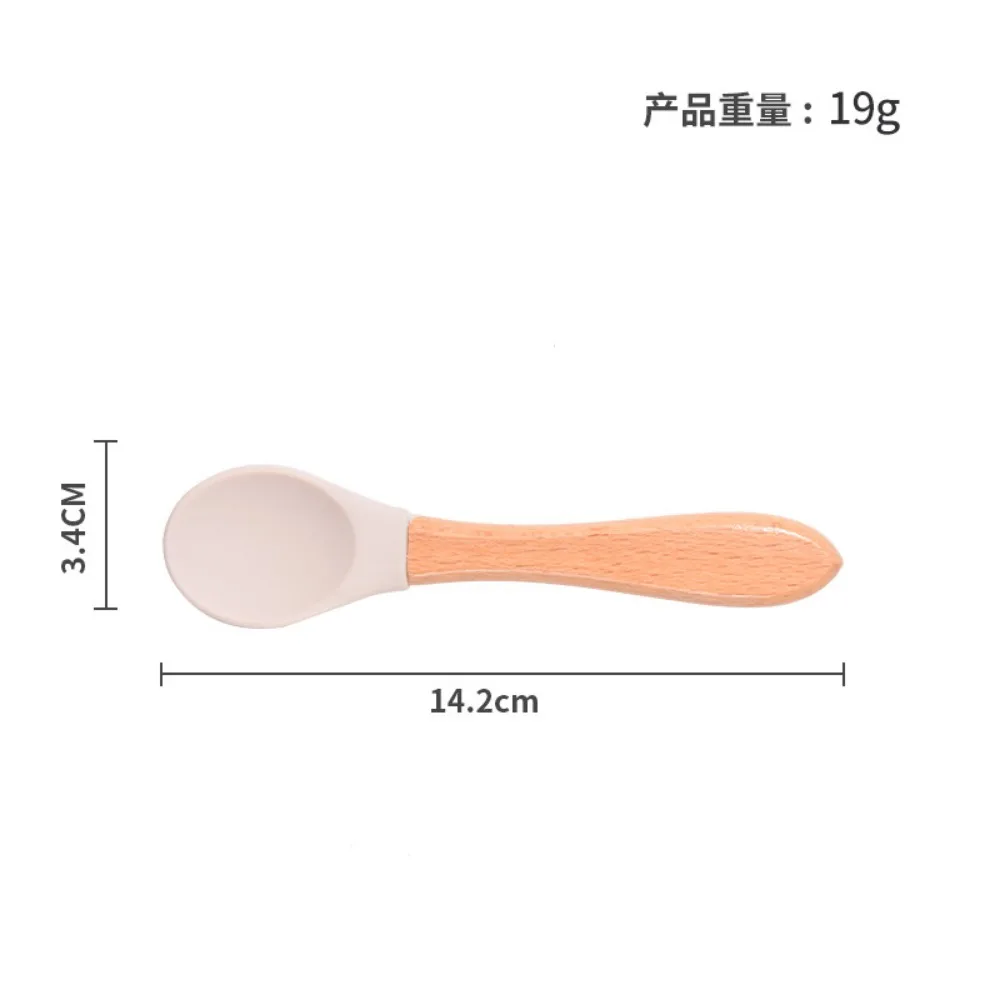 Baby Feeding Spoon Silicon Baby Spoon Utensils Silicone Wooden Baby Spoon Bamboo Baby Spoons Silicone Kids Tableware Baby Items