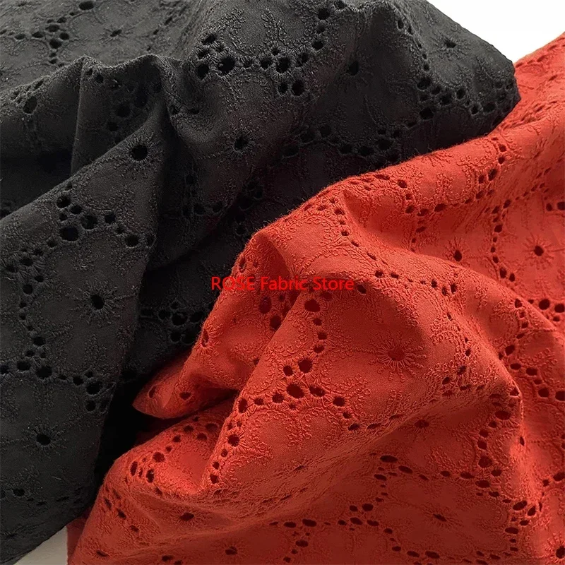 Pure Cotton Embroidered Hollowed Out Fabric For dress, skirt, tops, tabletop, pillowcase, headbands, doll clothes sewing