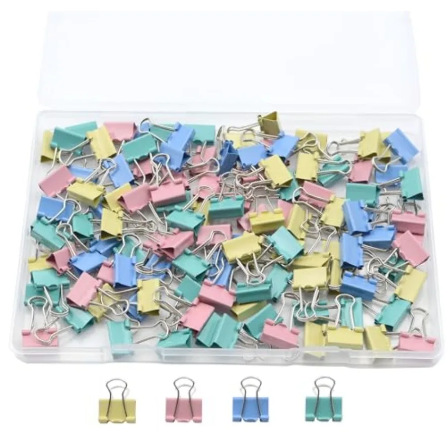 

120 Pcs Small Multicolour Binder Clips, Paper Clamps for Office Work School and Home Supplies 120