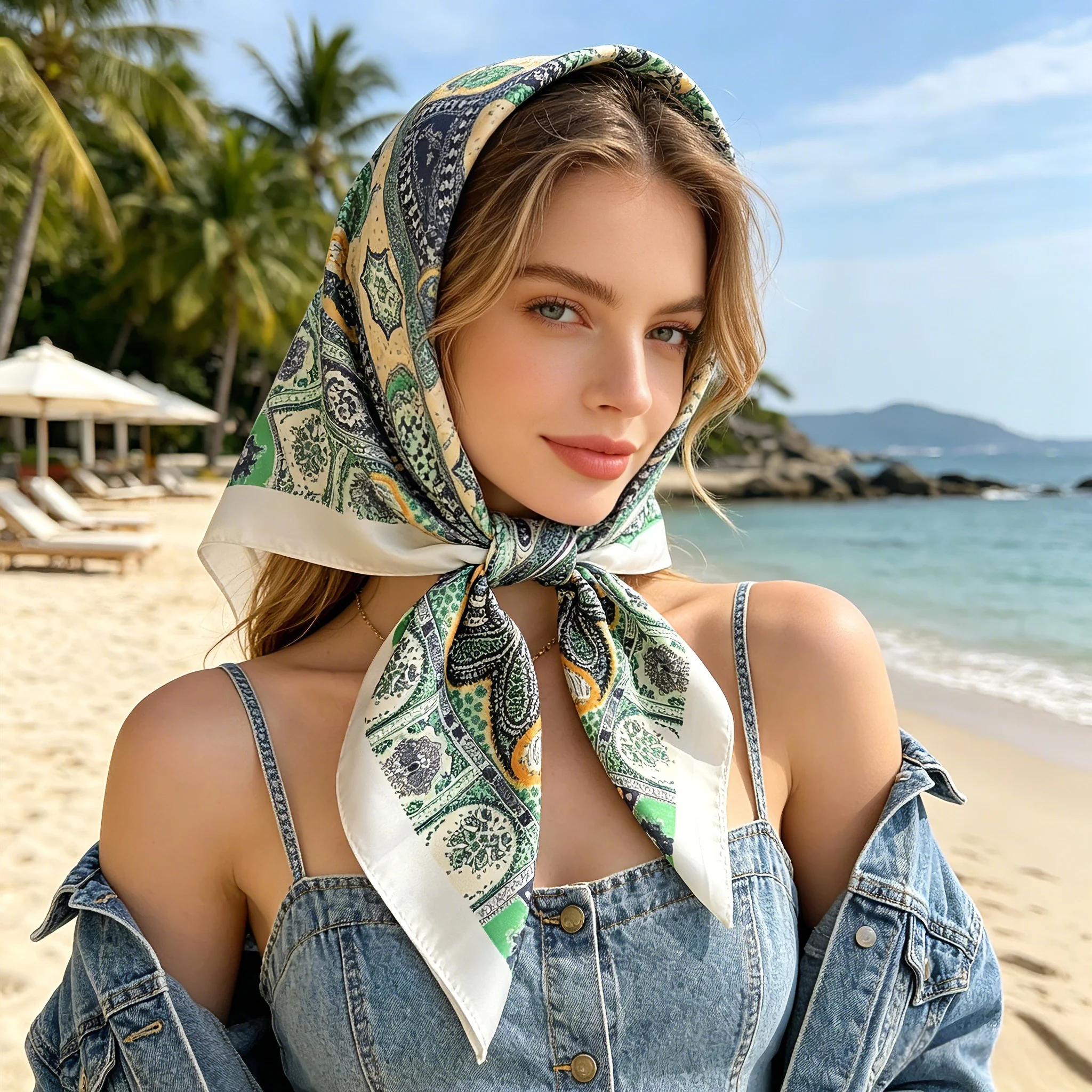 

2026 New Summer Paisley Scarf Women Neckerchief Female Foulard Imitation Silk Square Scarves Bandana Neck Kerchief Headbands