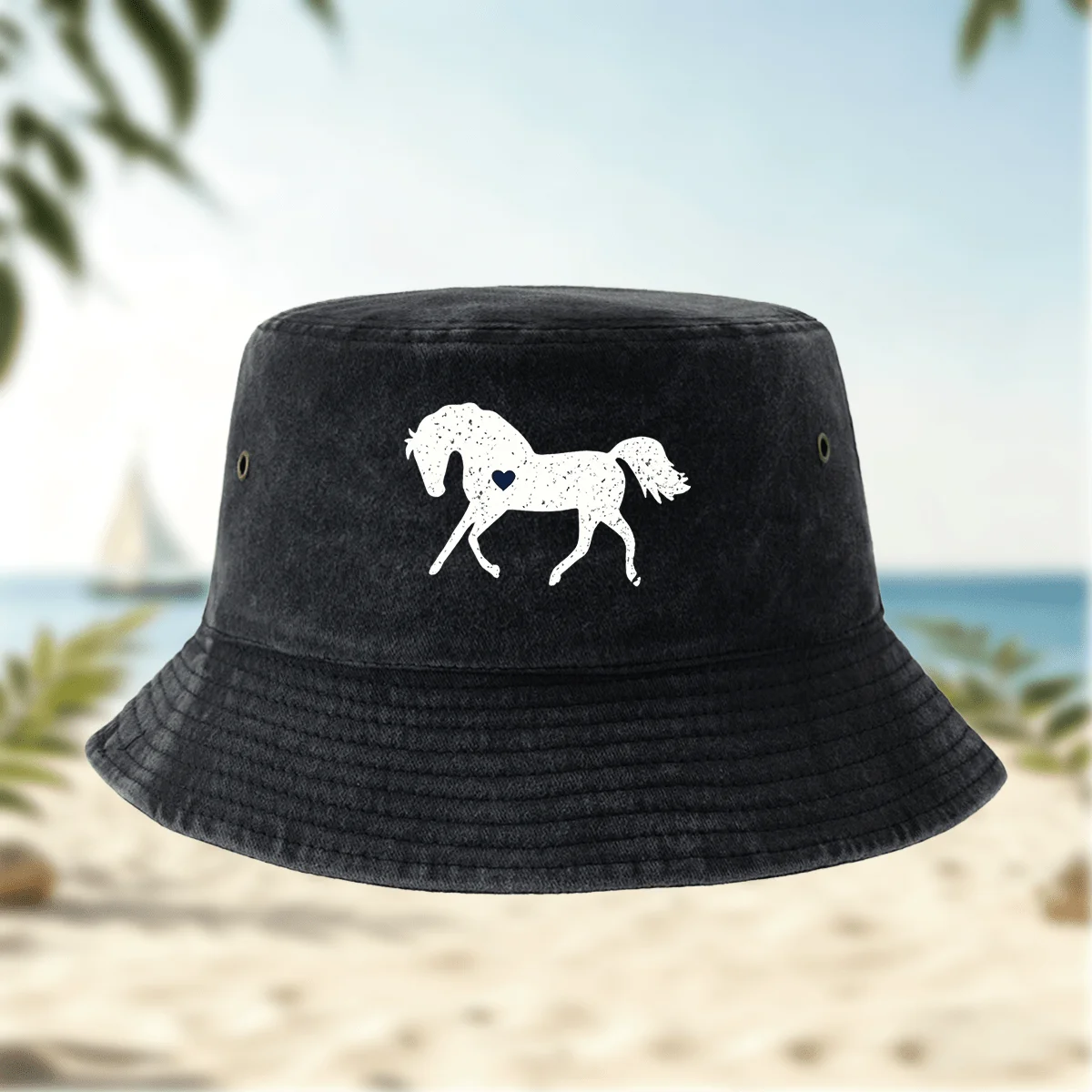 High-Quality Printed Heart Horse Pattern Fisherman Cap Bucket Hat Trucker Hat All-Season Hip-Hop Casual Hat Unisex Trawl Hat Fis