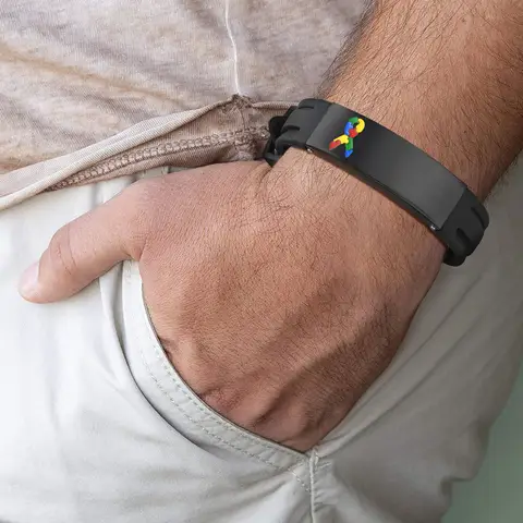 Vnox 12mm/16mm व्यक्तिगत ऑटिज़्म जागरूकता ब्रेसलेट, पुरुषों और महिलाओं के लिए कस्टम मेडिकल अलर्ट ID ब्रेसलेट, एंटी-लॉस्ट एडजस्टेबल ब्रेसलेट 6 best sales चिकित्सा कंगन - №2