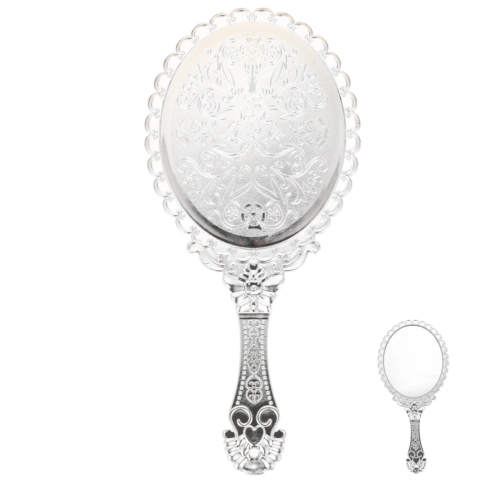 

Vintage Portable Travel Handheld Makeup Mirror Small Round Compact Mirror Embossed Handle for Cosmetics Hand Mirrors with Handle