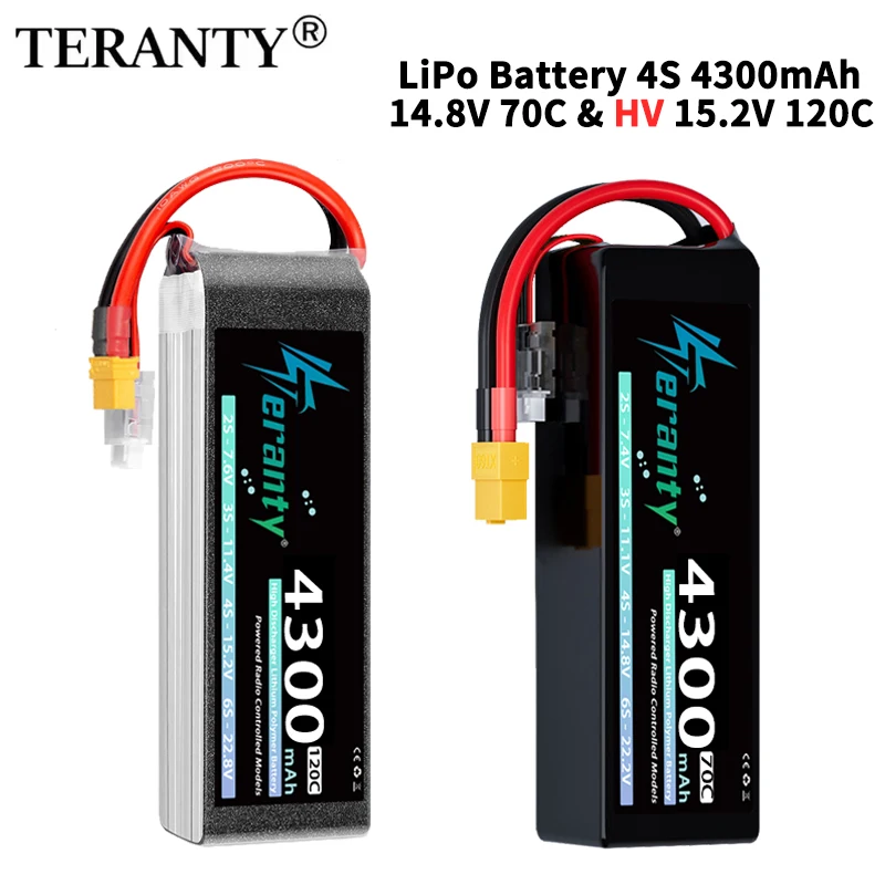 TERANTY 4S Lipo Battery 4300mAh 14.8V 70C 15.2V 120C with XT60 XT90 EC5 for RC Car Truck Tank RC Airplane FPV Drone Racing Hobby