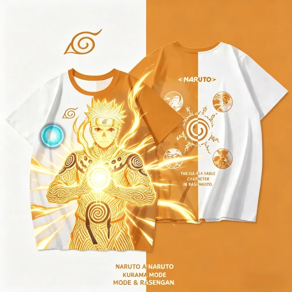 Naruto Cosplay Neutral 3D-gedrucktes modisches Streetwear-T-Shirt für Herren, Sommer, lässig, locker, atmungsaktiv, kurzärmelig