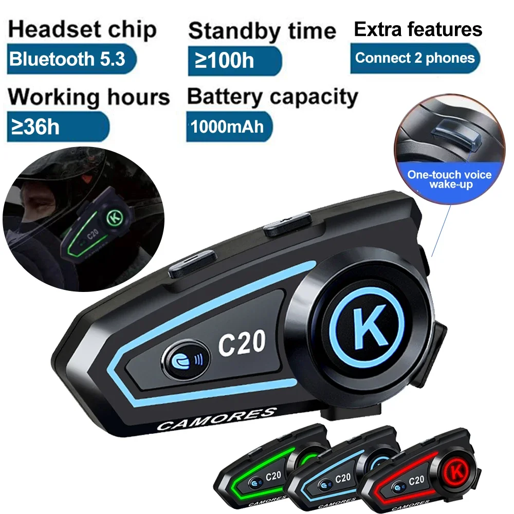 Motorrad Kabelloses Bluetooth 5.3+EDR Wasserdichtes Helm-Headset Freisprechfunktion Störungsfreier Kopfhörer