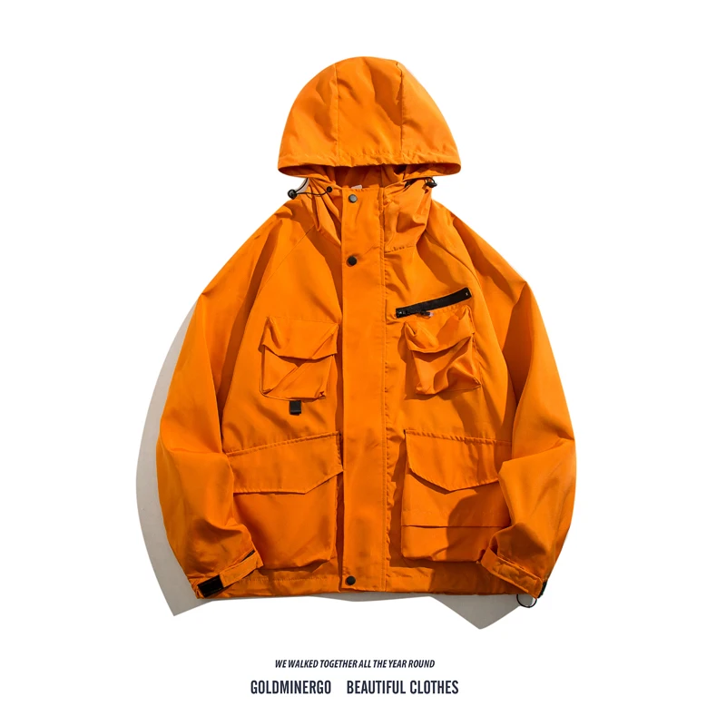 

Outdoor Workwear Jaet ex Loose Fit Multi-ket Hooded Zipper Closure Pure Color Youthful Sle Spring Autumn Season