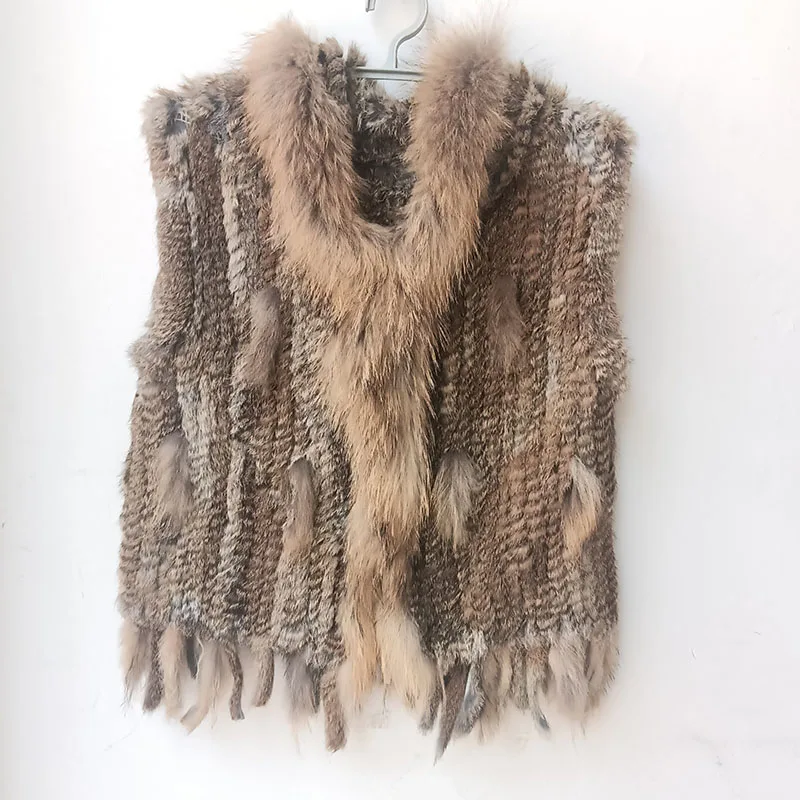 Gilet à capuche en fourrure de lapin véritable pour femme, glaçure en fourrure de raton laveur véritable, mode, vêtements d'extérieur en fibre de lapin véritable