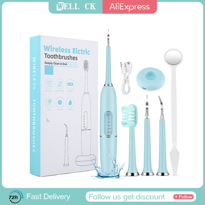 

Teeth Whitening Scaler Remove Device Electric Dental Dental Calculus Yellow Tartar Oral Care Brush IPX6 Waterproof USB Charging