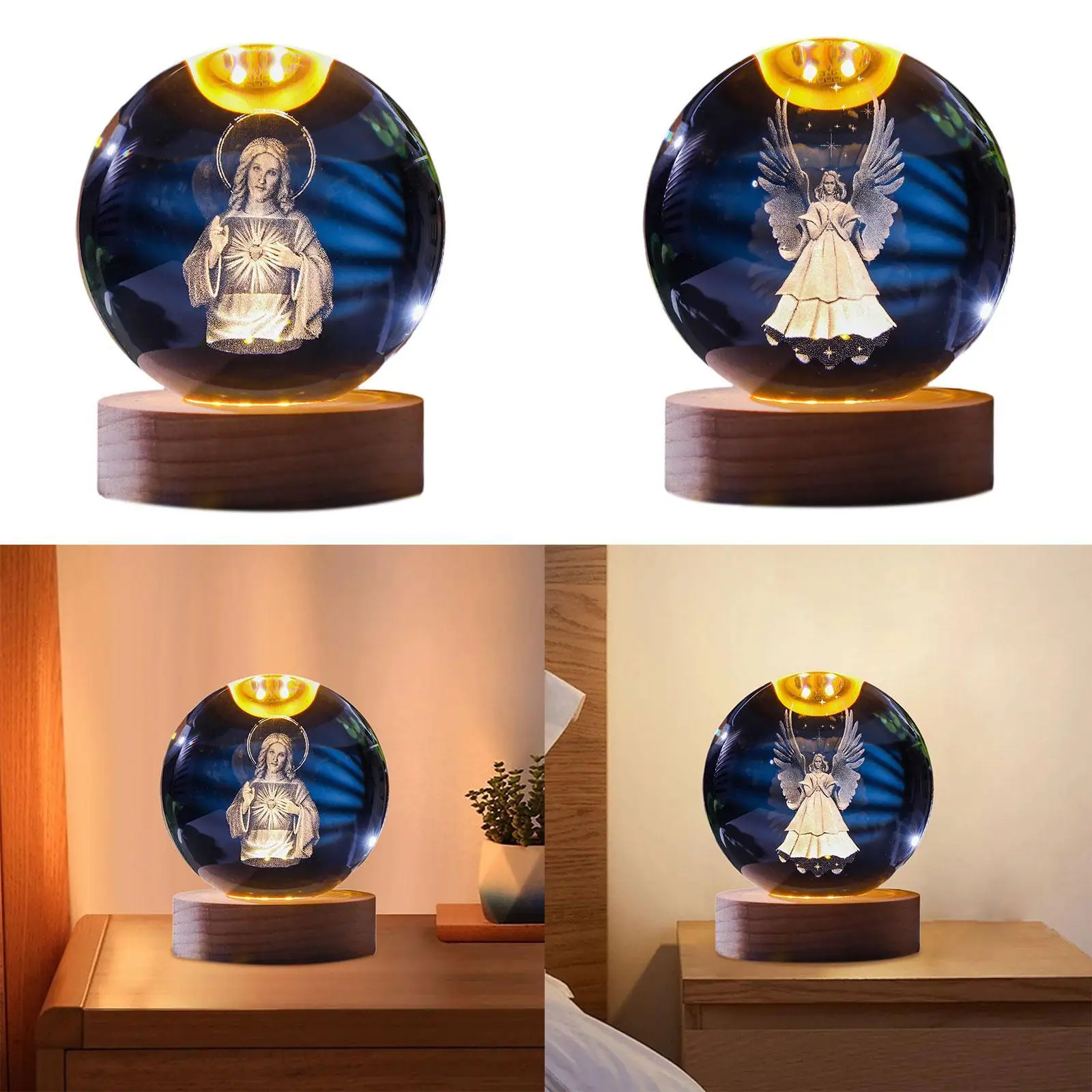 

Clear Ball Night Light Novelty Table Ornament for Desk Bedroom Birthday Gift