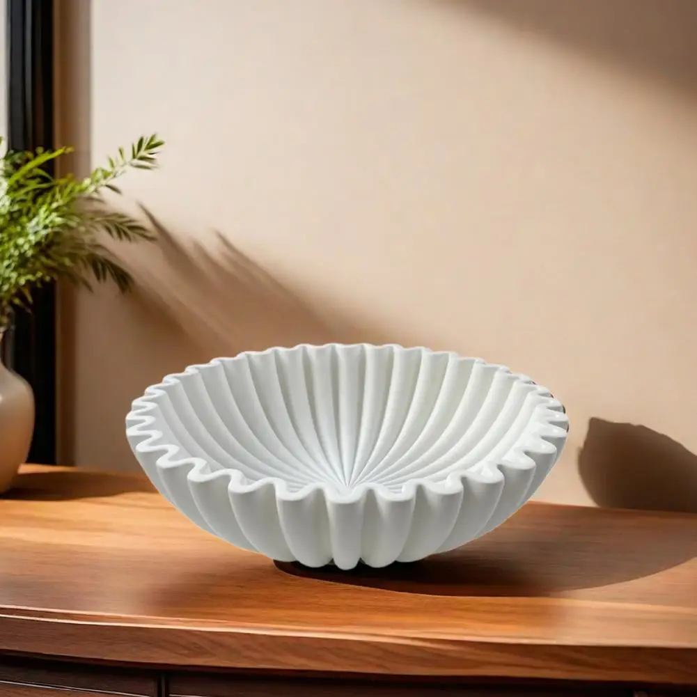 Handcrafted ชามเรซิ่น Elegant Black Ruffle ชามตกแต่งสําหรับห้องโมเดิร์น Home Office เรซิ่น Fluted Centerpiece สําหรับกาแฟ