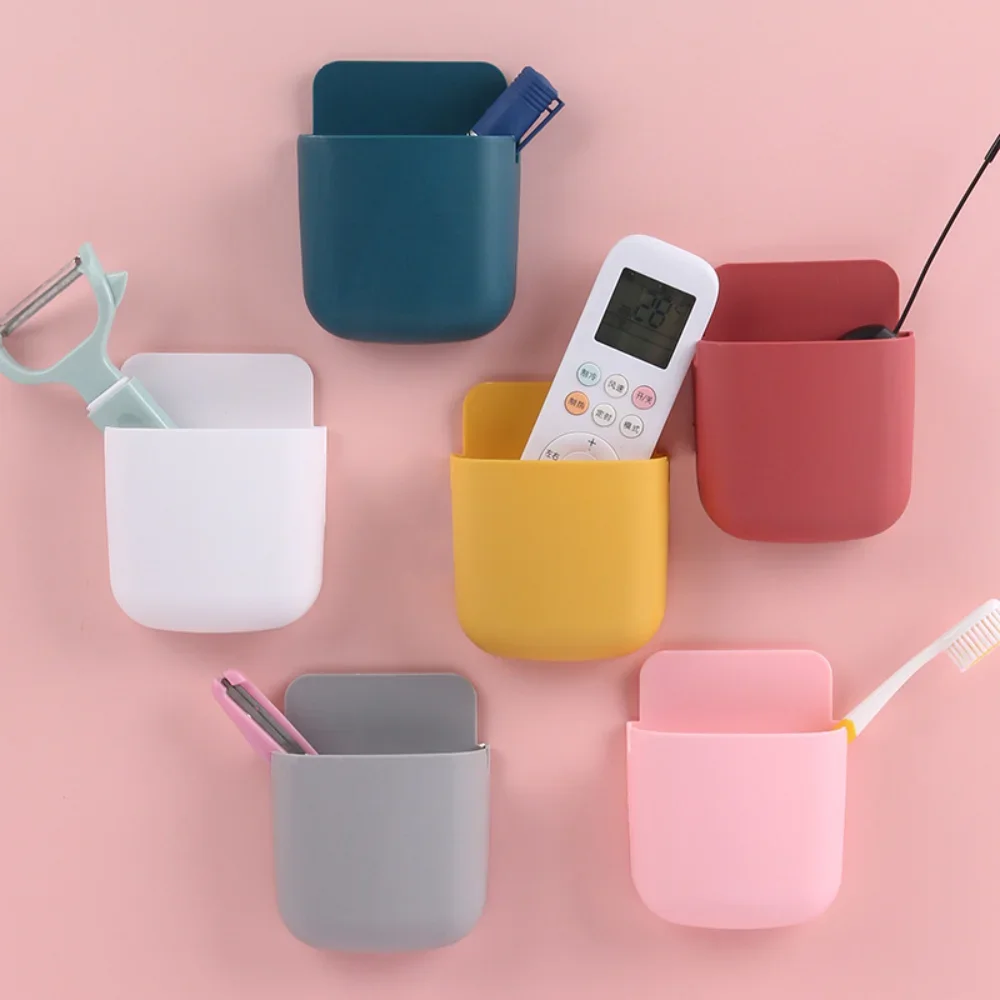 Cute Storage Rack Desk Organizers Pen Holder Self-adhesive Box Desktop Organizer Remote Control TV Mobile Phone Case Holder