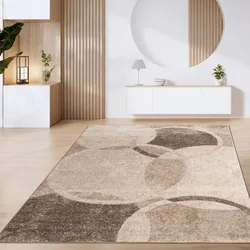 Retro Geometric Pattern Carpet Modern Beige Brown Boho Art Large Area Bedroom Floor Mat Non-Slip Washable Doormat Home Decor Rug