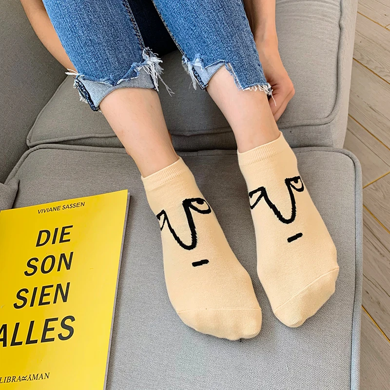 Calcetines tobilleros de algodón con dibujos animados para mujer, medias tobilleras cómodas, de alta calidad, estilo Harajuku