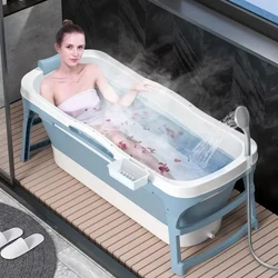 Foldable Bath Tub for Adults Portable Bath Bucket Quality Plastic Thickened Double-Layer Bathtub Large Size