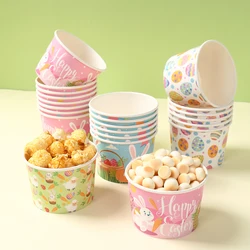 Happy Easter Paper Bowls Easter Decoration 2025 for Home Bunny Egg Bowls Easter Party Decor Kids Favor Easter Party Supplies