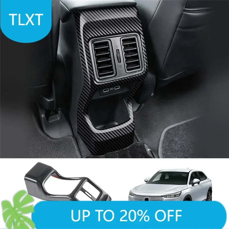 

Lucky Car Carbon Fiber Rear Air Condition Vent Outlet Frame Anti-Kick Panel Cover Trim For Honda HRV / E:NS1 / E:NP1 2022 2023