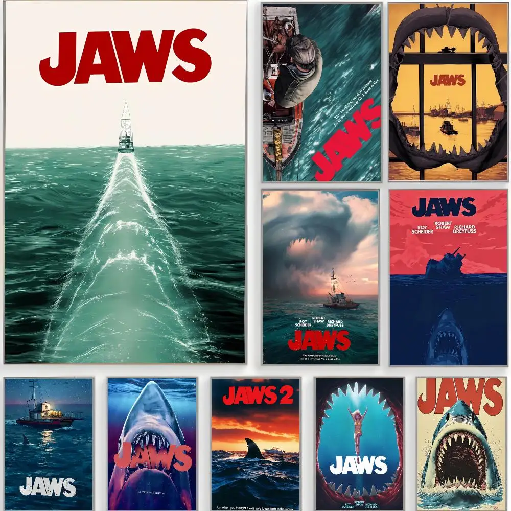 Thrillerfilm J-Jaws Poster Klassische Wandkunst Heimdekoration Selbstklebend Ungerahmt