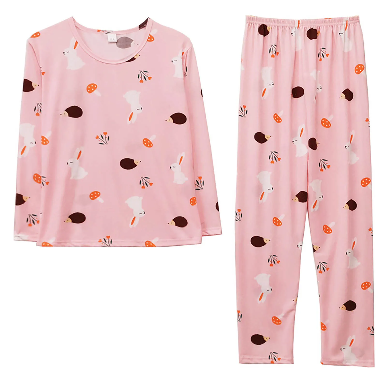 Spring Thin 2 pieces Pyjamas Set Women Tops 2024 Cotton Round Neck Girls Pajamas Sets  Sleepwear Clothes Pijamas Mujer