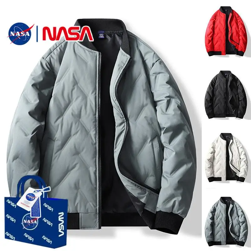 

Collaboration зима 2025 г., мужское хлопковое джатовое пальто с воротником-стойкой и пухом, молодежное модное длинное повседневное теплое пальто на молнии