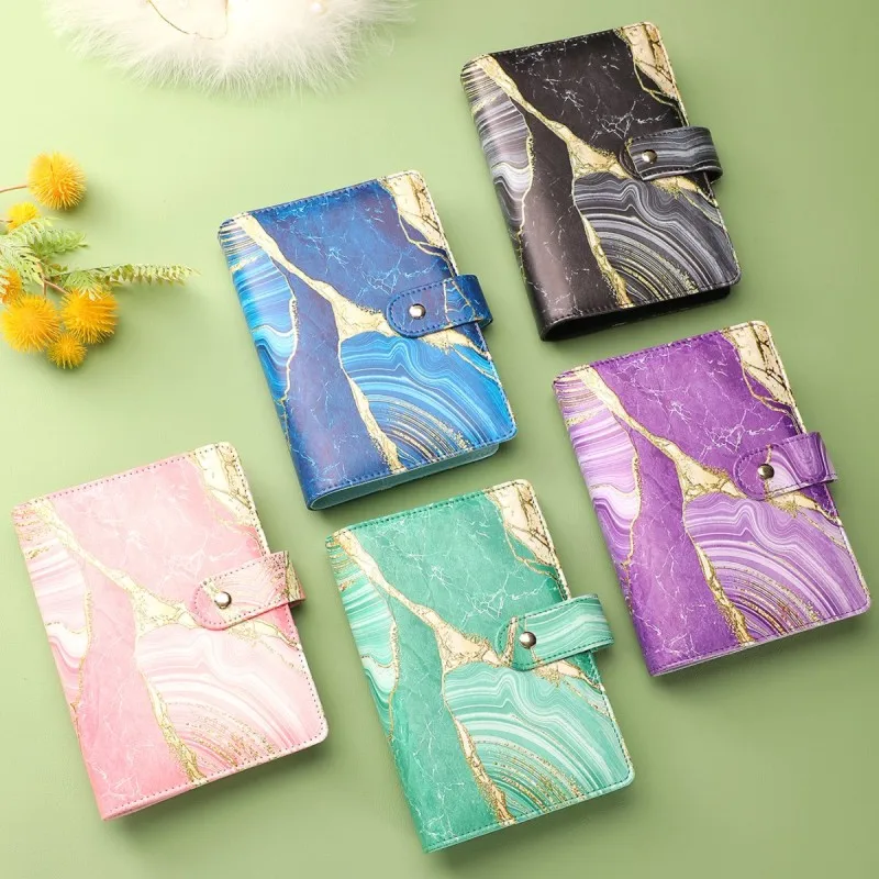 Creative And Fashionable Marble Pattern Gold-plated Pu Leather With 5 Bags. Three Types Of Paper A6 Cash Budget Manual