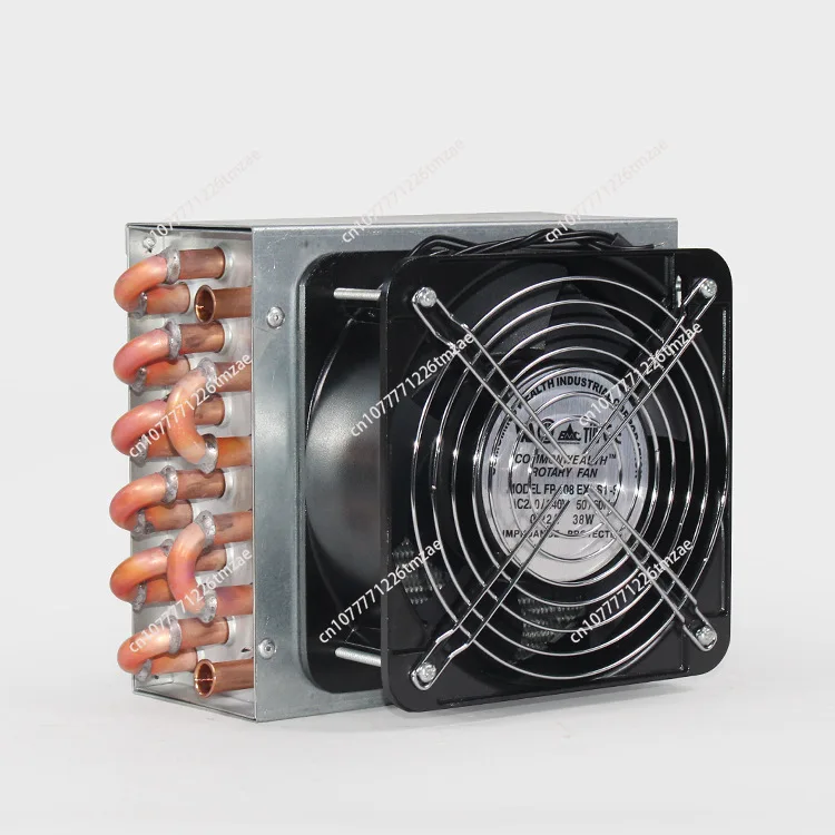 Small condenser with shell, copper tube aluminum radiator, with square fan, heat exchanger, air conditioner, refrigeration