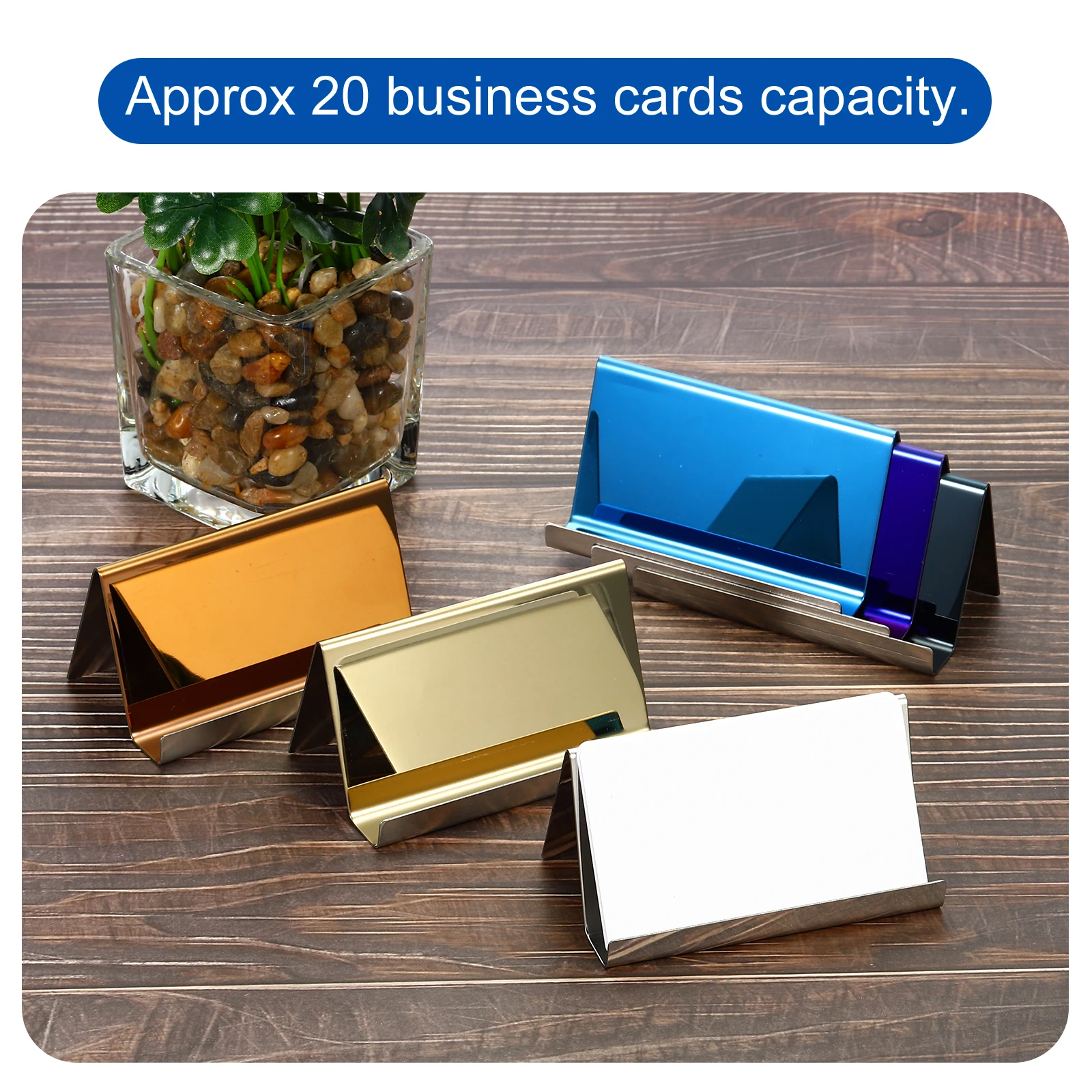 2Pcs Business Card Holder Office Name Tag Display Rack Brushed/Reflective 304 Stainless Steel Desktop Name Cards Display Stand