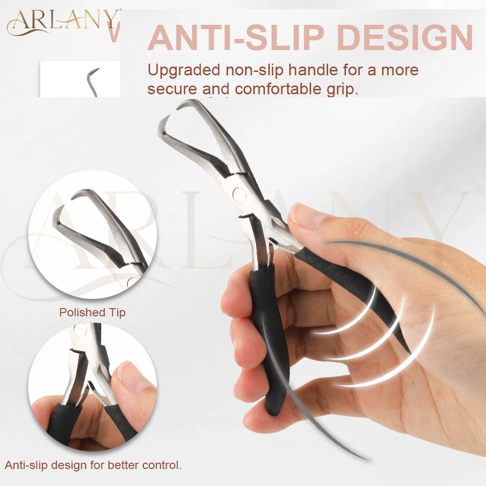 ARLANY كماشة تمديد الشعر لإزالة الخرز الصغير كماشة ميكرولينك مع مقبض مضاد للانزلاق لملحقات اللحمة #3
