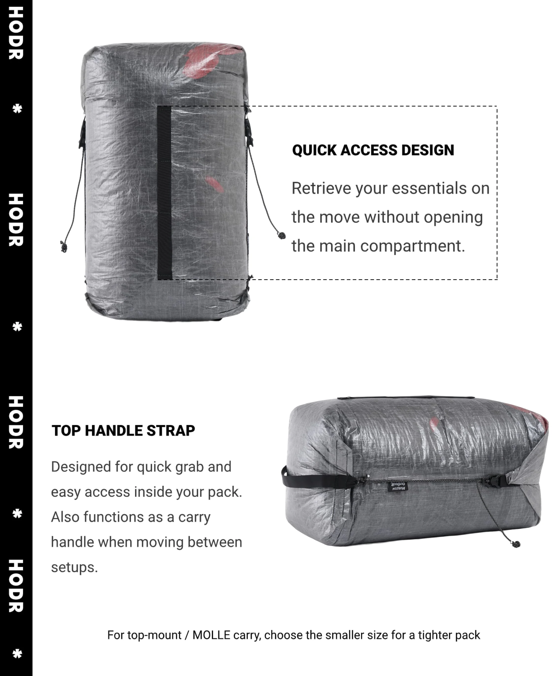 [HODRGEAR] Dyneema Kompressionssack für Schlafsack-Aufbewahrung, DCF Wasserdichter Roll-Top-Sack, Ultraleichte Camping-Ausrüstungsaufbewahrung – Detail 6