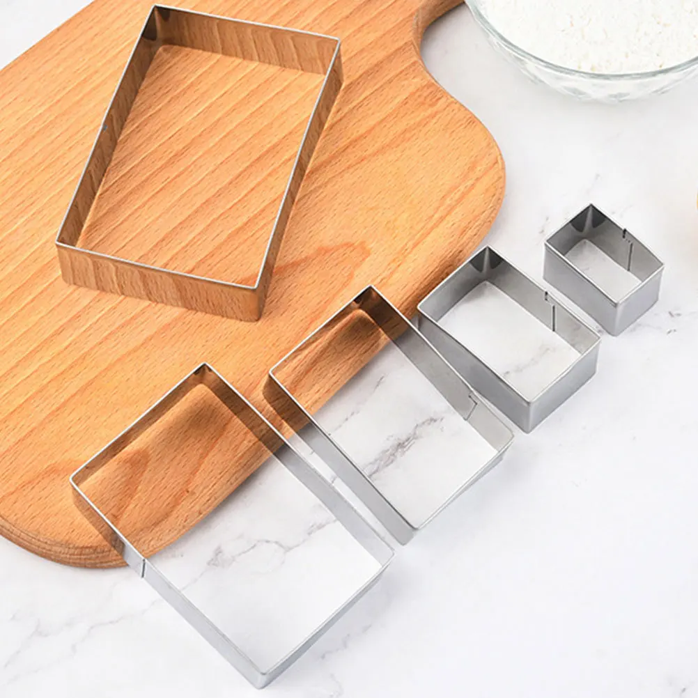 

5Pcs Stainless Steel Rectangle Cookie Cutter Set Baking Tools Pastry Mold Dough Cutter Cake Biscuit Fondant Mold