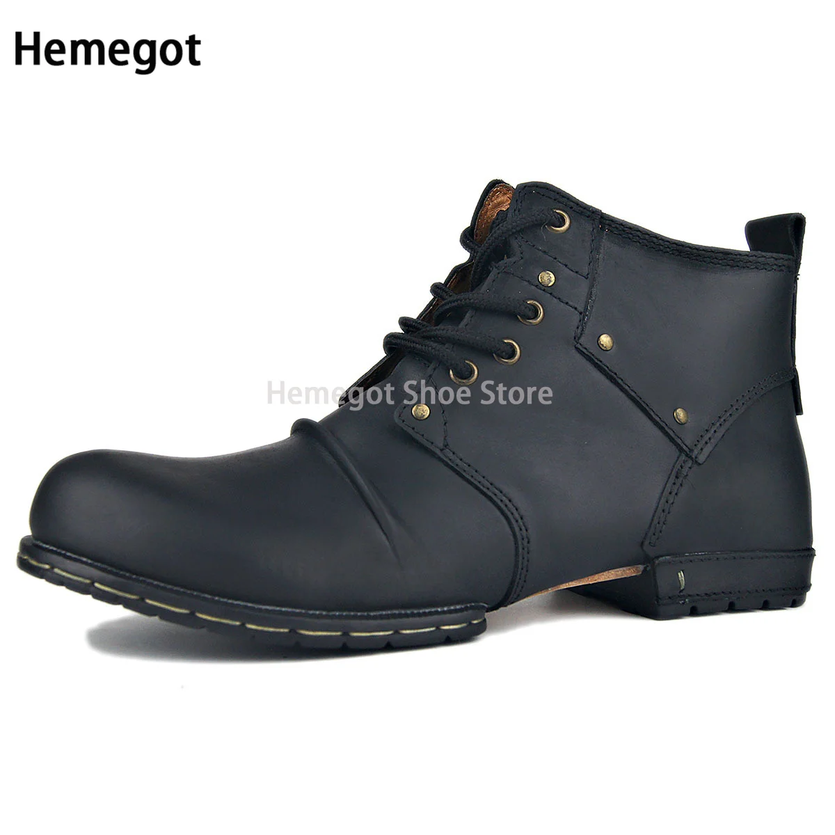 Sapatos de couro genuíno masculino, botas de lã quente, tamanho grande, top alto, outono e inverno