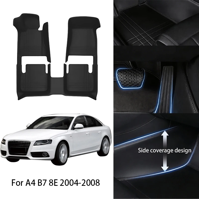 

Комплект автомобильных ковриков из искусственной кожи на заказ для Audi A4 B7 8E B8 B9 2004-2011, 2017-2025: Роскошные аксессуары для интерьера авто