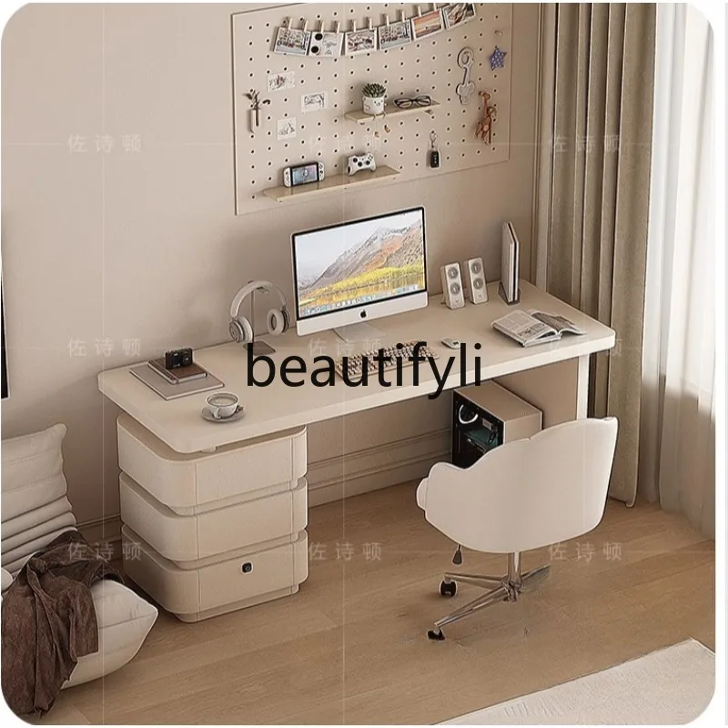 

Cream wind study desk small apartment household light luxury simple modern 1.2 meters desk high sense
