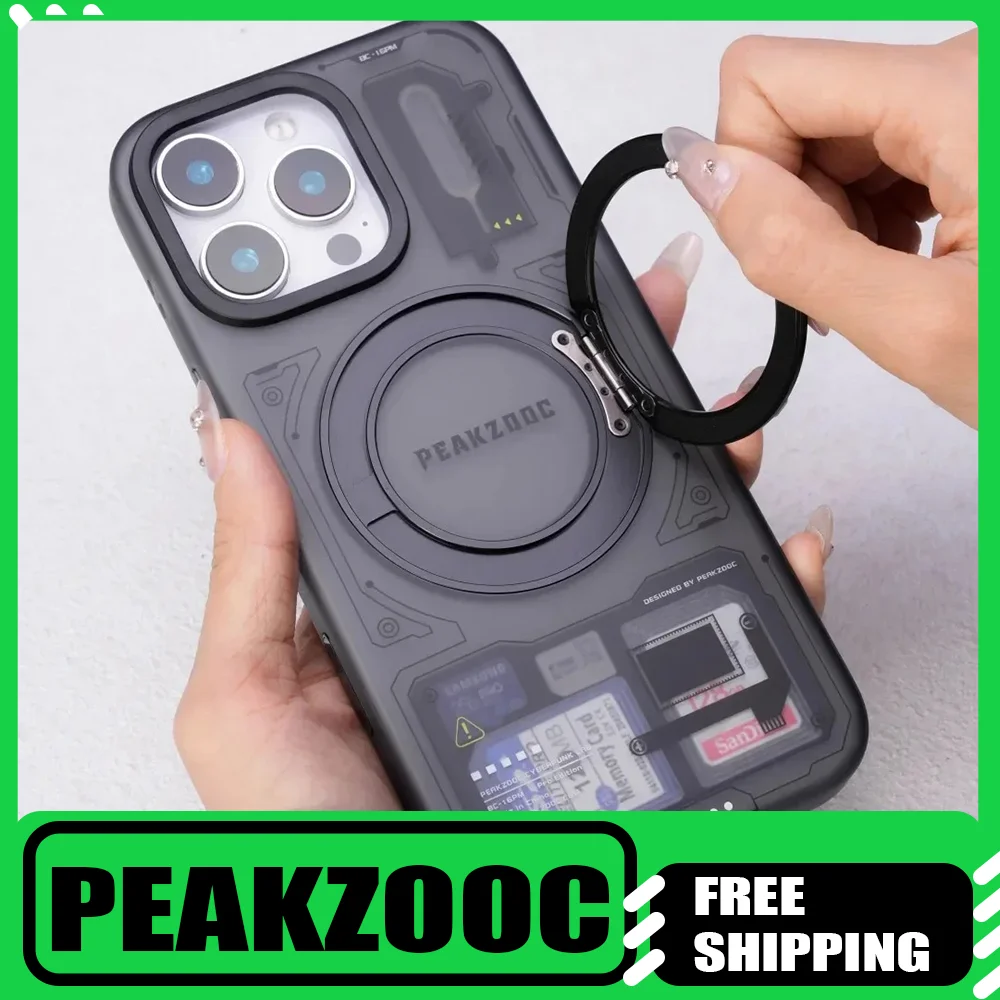 

Peakzooc Personalized Phone Case Magnetic Attraction Bracket SIM Card/SD/TF/Memory Card Storage Manager for IPhone16 ProMax