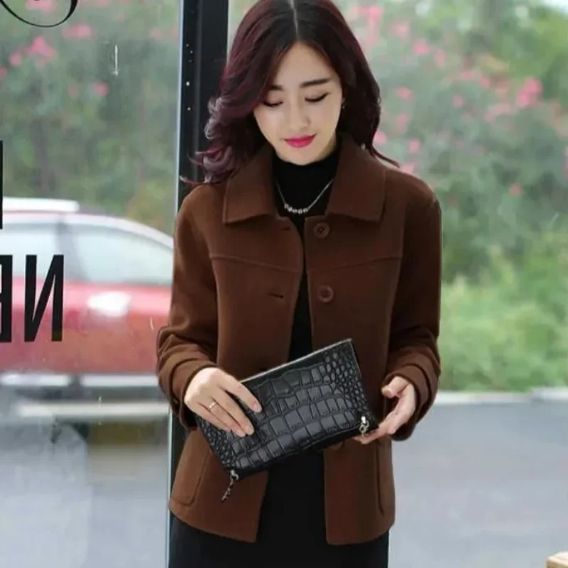 スリムフィット女性のウール & ブレンドコート無地韓国スタイルの服新しいレディースジャケット秋ノベルティ格安カジュアルアウターホット