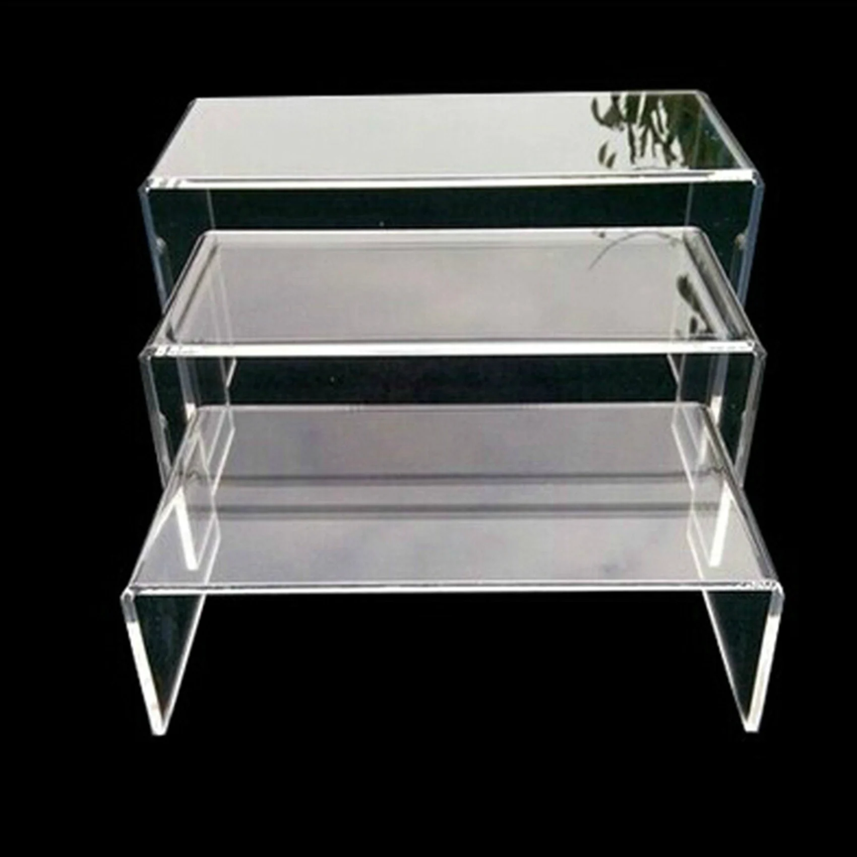 ABFI 9X 3 Tier Acrylic Clear Display Stand Riser Showcase Jewellery Cosmetics Makeup Collection Display Storage Rack