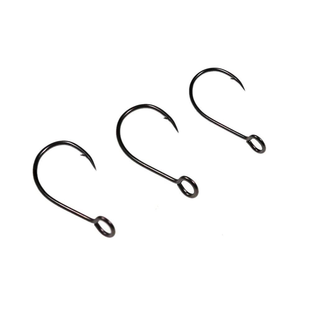 30 Stück Angelhaken mit großem Auge, Hartstahl-Köderhaken mit Widerhaken zum Fliegenfischen, Löffelköder, Stream-Spinner-Haken mit Rohrgriff – Detail 6