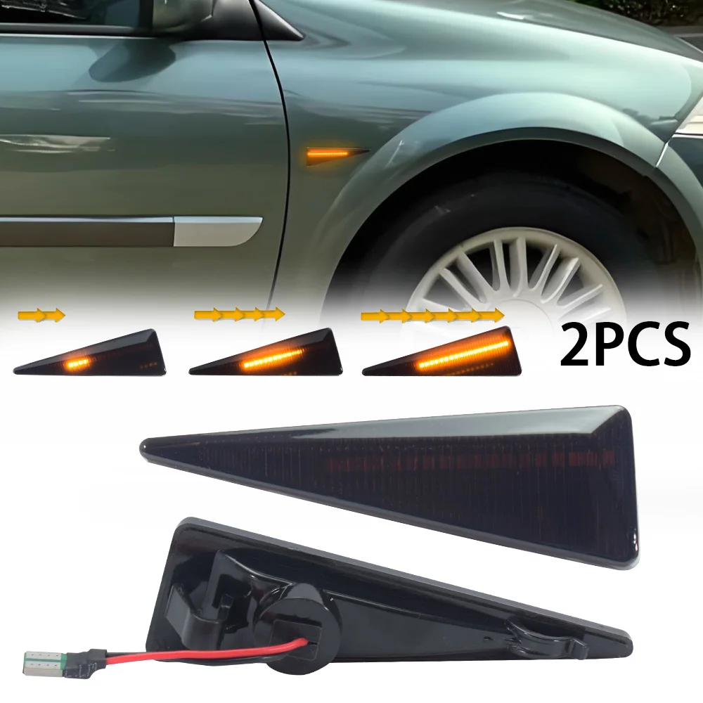 2 piezas de luces LED dinámicas de señal de giro lateral para Renault Megane MK2 CC Espace MK4 Scenic MK2 Wind Avantime Thalia 2