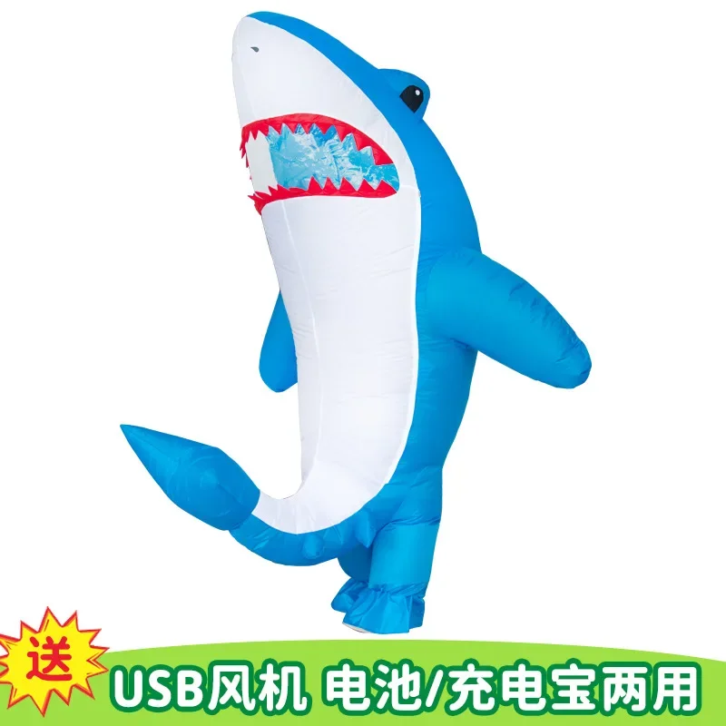 Adult Shark Inflatable Costume Cartoon Mascot Cosplay Air Blow Suit Women Men Carnival Festival Atmosphere Props Party Clothes