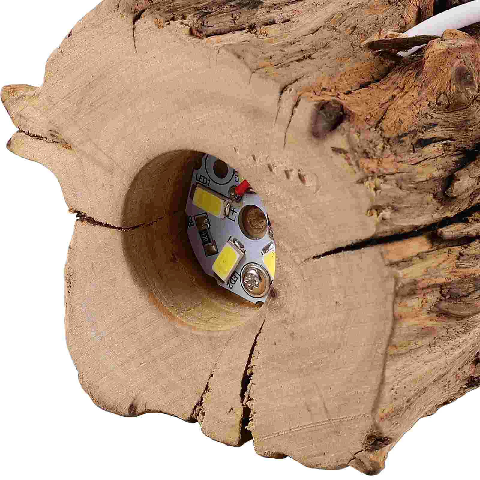 Portalampada Sfera di cristallo Base in legno Ceppo di albero Luce a LED Espositore da tavolo nero per ufficio