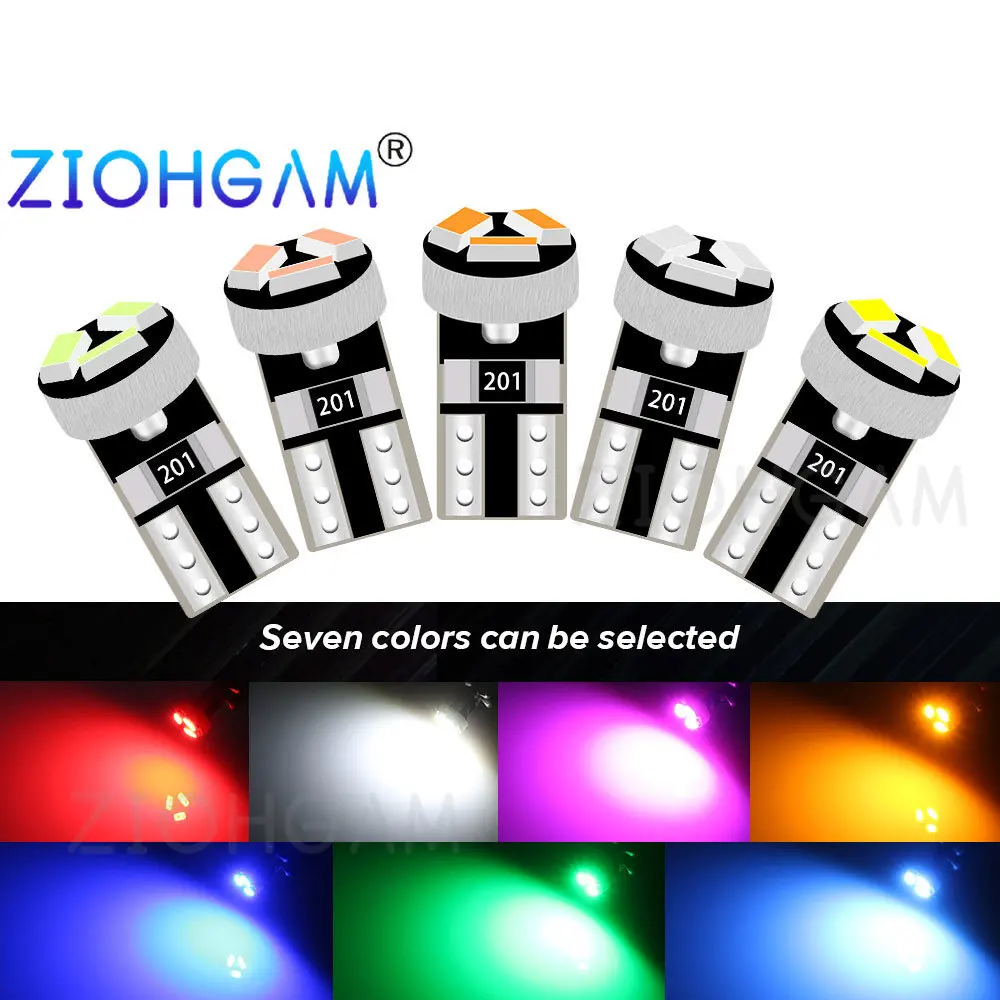 

ZIOHGAM 8PCS T5 Instrument Car Light Led Bulb W3W 3SMD 3014 2721 Dashboard Plate Panel Meter Warning Indicator 12V Signal Lamp