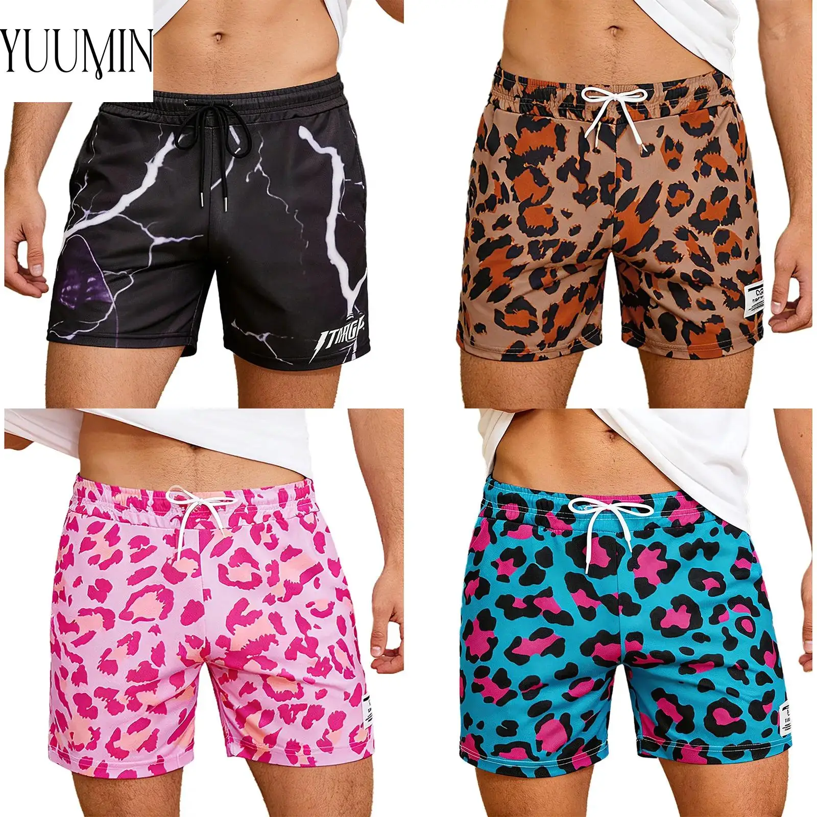 

Быстросохнущие спортивные шорты для мужчин: для баскетбола, бега, тренировок. Эластичные стильные шорты с принтом, на шнурке, с карманами.