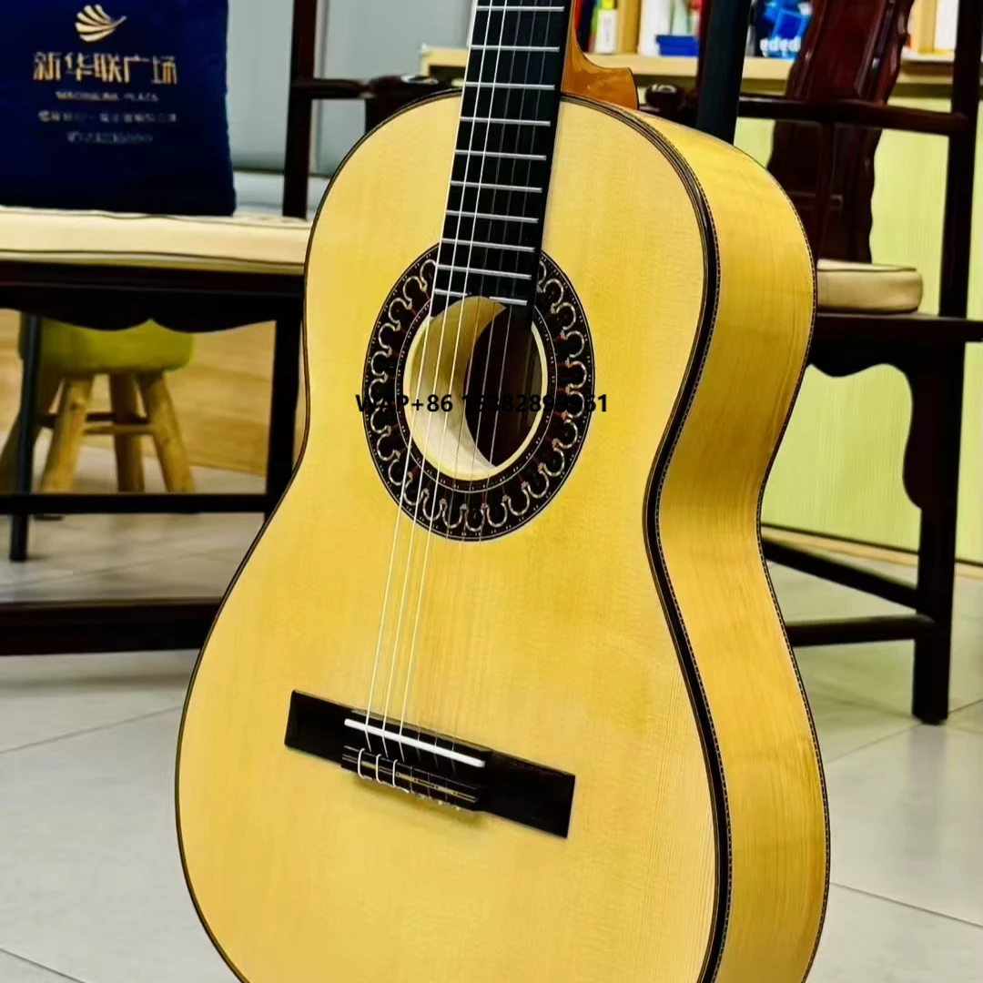 

Professional 4/4 Handmade High-End Classical Guitar K-1100 All Solid Spruce Cedar & Mahogany with Cypress Back/Side 39 Inch Size