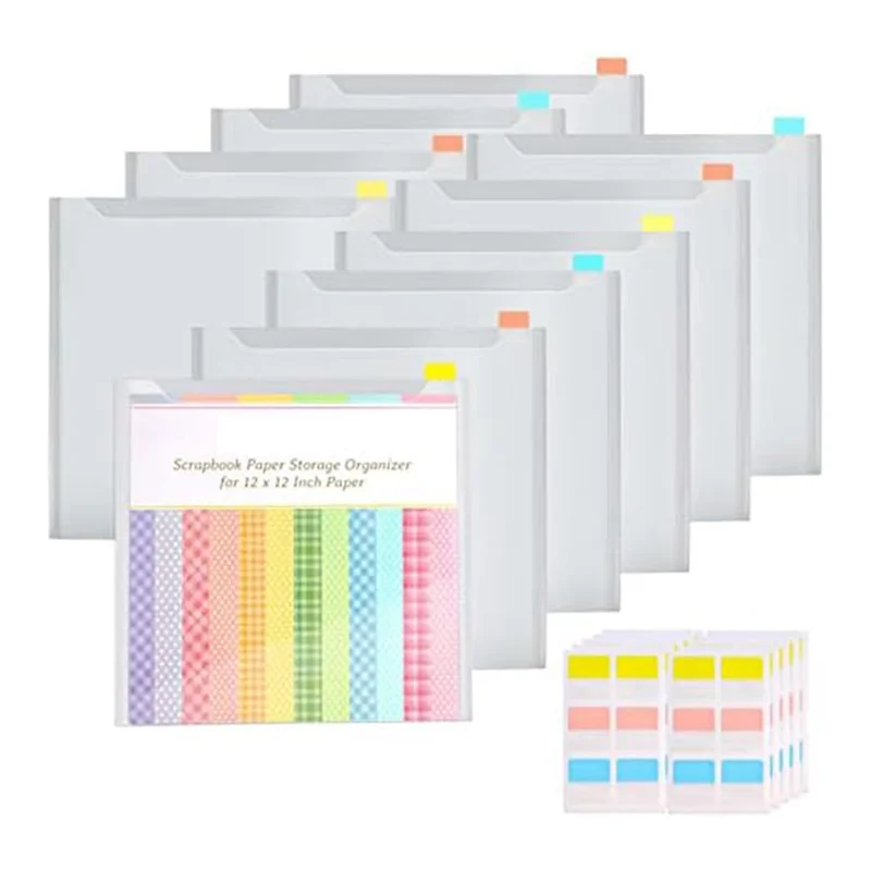 

A23F-1 Set With 60 Sticky Index Tabs, 10 Pack Plastic Paper Storage Bag Fit For Holding Paper File