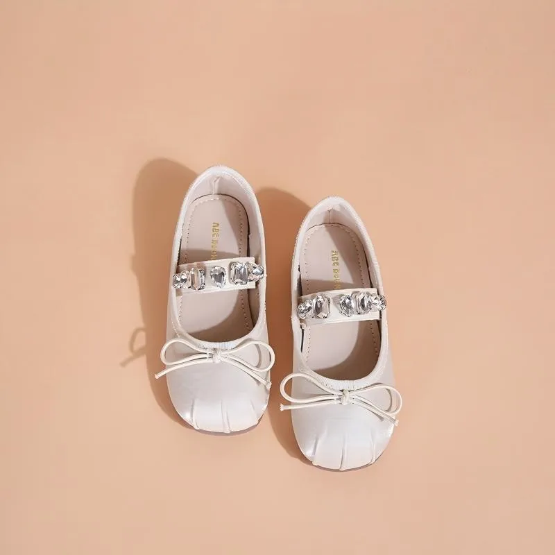 Fashion Baby Girl Princess Rhinestone Silk Shoes Toddler Child Teen Flat Ballet Dance Shoes Soft Shoes Party Performance Shoes