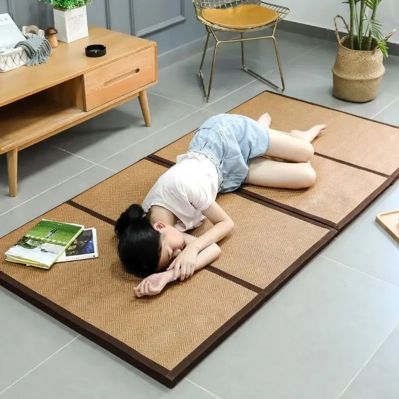 Folding Japanese Comfortable Tatami Mattress Mat Rectangle Large Foldable Floor Rattan Mat For Baby Sleeping Play Mat Flooring ﻿