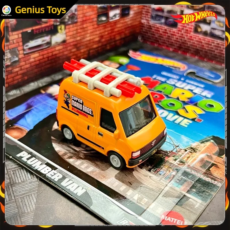 Genuine Hot Wheels 1:64 Diecast Car The Super Mario PLUMBER VAN Alloy Custom Collectible Car Model Vehicle Kids Toys Boys Gifts
