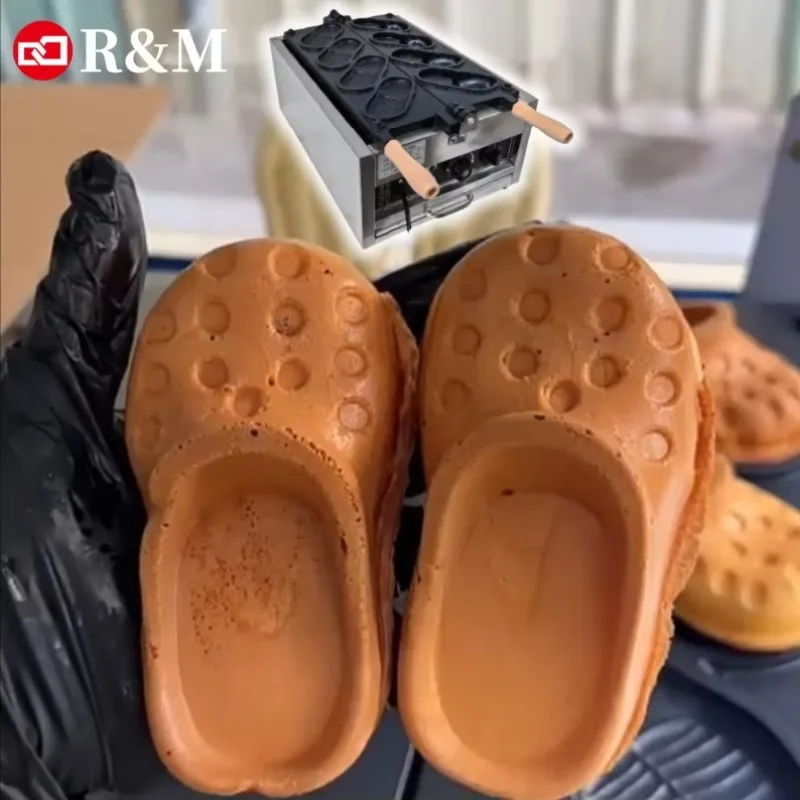 Commercial Electric 110 220 v Snack Waflera Edible Croc Shaped Pancake Crock Iron Shoes Shape crocs Waffle Machine Making Maker