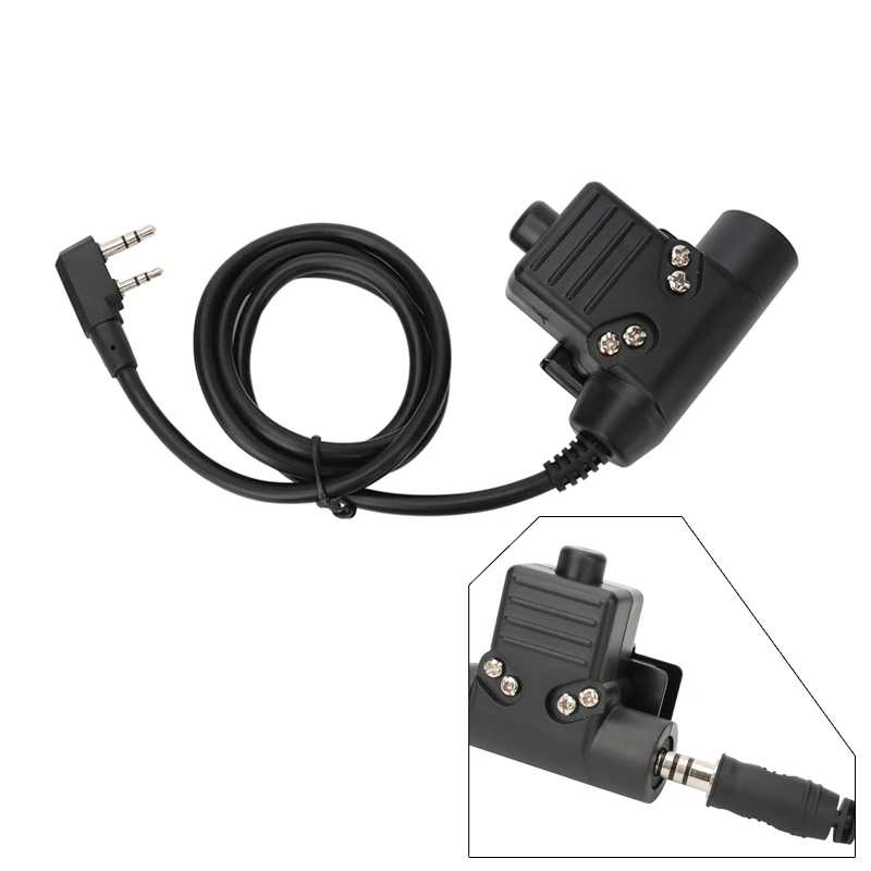 U94 PTT Cable Plug Adapter for Tactical Headset for Baofeng UV-5R UV-S9 Plus UV-82 AR-152 UV-10R Walkie Talkie Two Way Radio