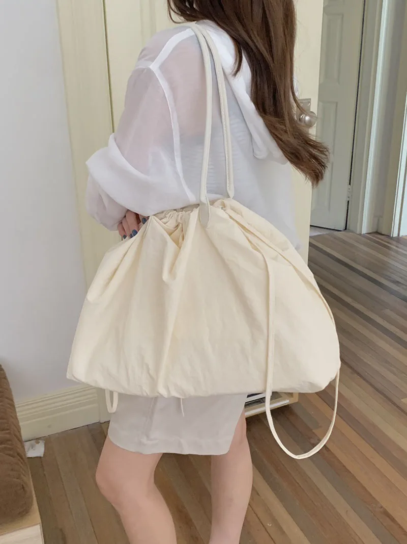 

Designer Nylon Lady Handbags Casual Overlarge Drawsting Women Shoulder Bags Big Capacity Shopper Purses